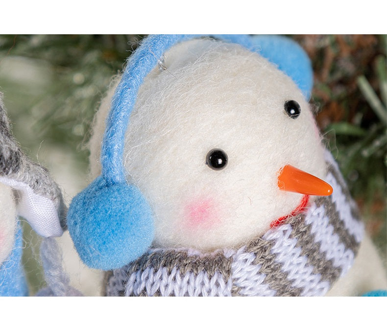10 Pcs Christmas Snowman Doll Ornaments with Scarf and Hat, Holiday Tree Charms Decorations