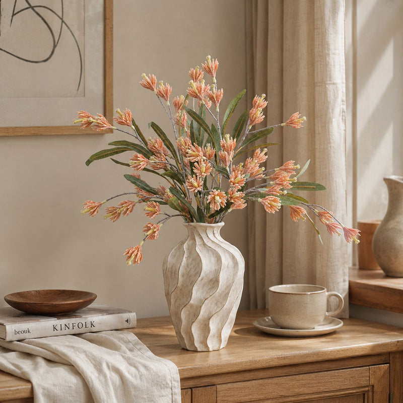 24" Artificial Magnolia Bush with 9 Blooms, Realistic Silk Floral Arrangement for Home Decor, Wedding Centerpieces, Hotel Styling