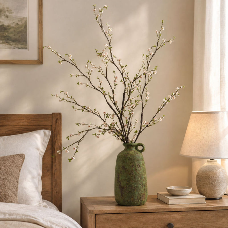 Artificial Wildflower Branch, Single Stem with 30 Blooms, Tall 50" Faux Silk-Like Fabric for Vases, Home & Window Display