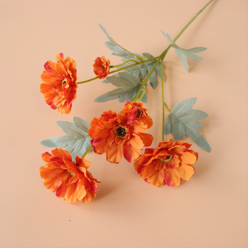 23 Inch Artificial Zinnia Flowers Long Stem Bulk Quantity Silk Stems