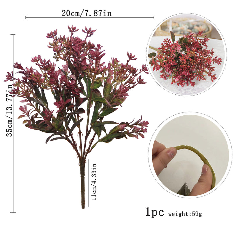 Artificial Kalanchoe Bush, 15 Branches, Plastic Faux Flower Greenery, Home, Wedding & Window Display Decor