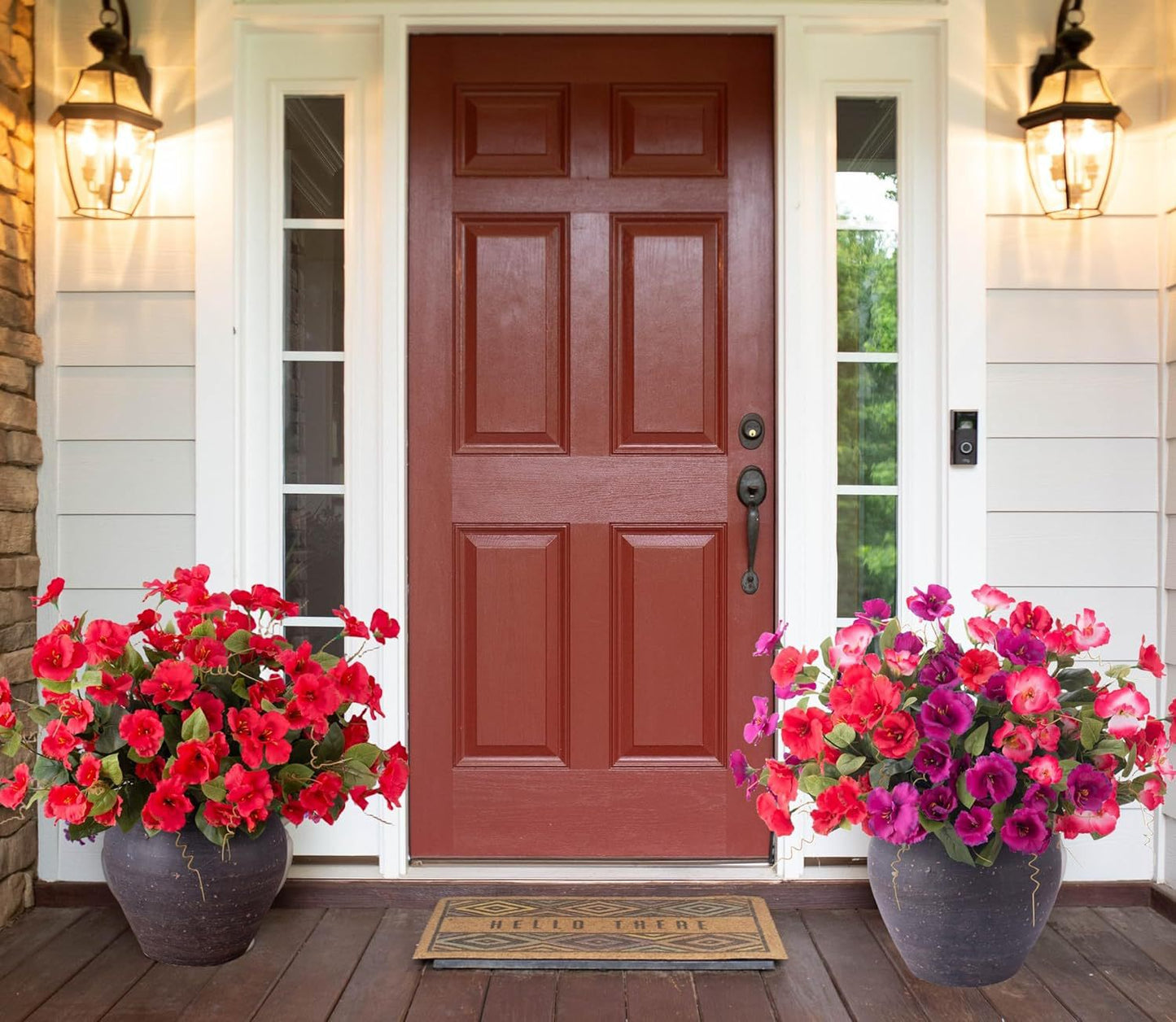 Premium UV-Resistant Artificial Hibiscus Flowers 8 Bundles Faux Silk Plants for Outdoor Garden Porch Patio Vase Decor High-Quality