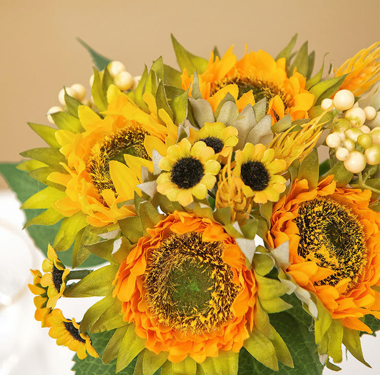 10 Inch Artificial Silk Sunflower Bouquet, 10 Stems Bulk Floral Arrangement