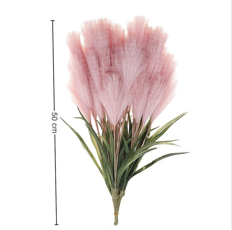 20" Artificial Pampas Grass Stem, Single Feather Reed Stem for Wedding Centerpieces & Home Decor, Realistic Faux Silk Pampas