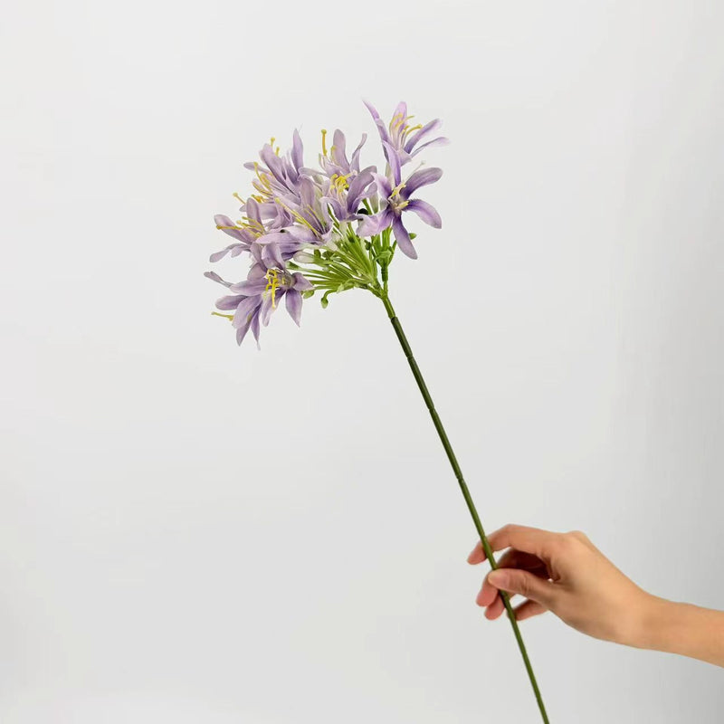Single Stem Agapanthus Artificial Flower, 24" Tall, Modern Home Decor for Weddings & Events
