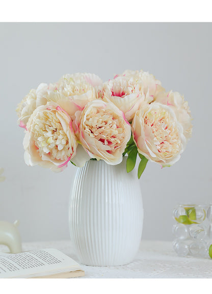 Bulk 2 Pcs Luxury Artificial Peony Bouquets 10 Real Touch Silk Stems with Foliage Wedding Arch Florals Table Centerpieces & Boho Home Decor No Fade Faux Flowers 7 Colors Wholesale