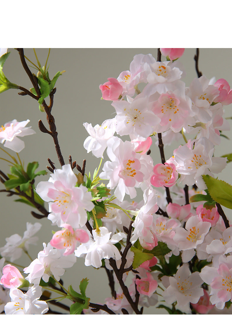 Single Stem Cherry Blossom Artificial Flower, Modern Elegant Silk Floral Decoration for Home, Wedding, and Commercial Spaces, 36"