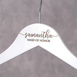 Personalized Wedding Hangers - 3 Pack Solid Wood Pearl Non-Slip Hangers for Bride & Groom Laser Engraved Custom Name/Logo