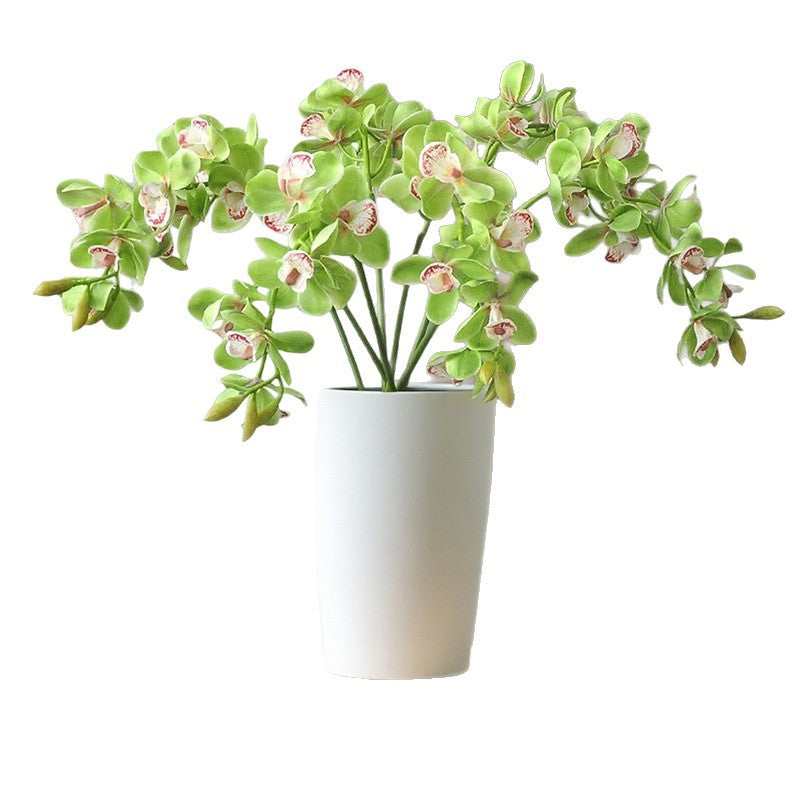 Single Stem Artificial Phalaenopsis Orchid, 69cm Long, 8 Blooms, PE/PVC Material, Modern Green Décor for Home, Office, or Events