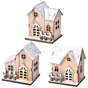 Christmas LED Glowing House Ornaments 6 Pcs Sparkly Desktop Model Decorations