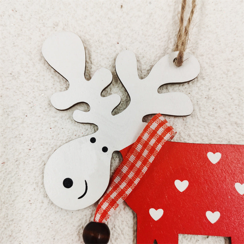 5 Pcs Elk Hanging Ornaments with Rope for Christmas Party Home Decor Bulk Set