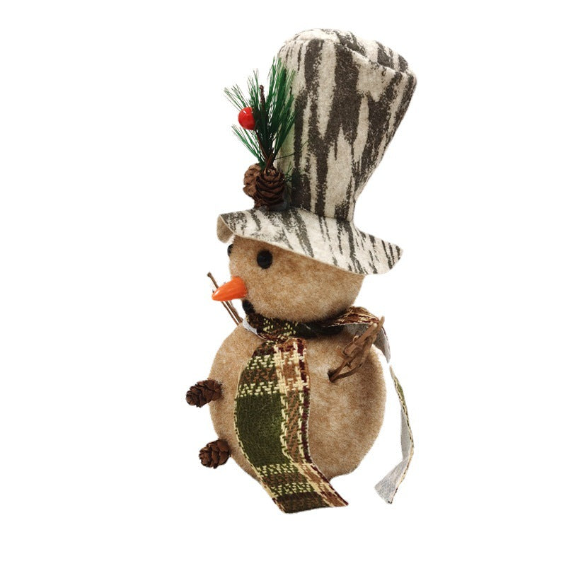 10 Pcs Christmas Snowman Dolls with Sleigh, Scarf, Hat - Felt Ornaments Set