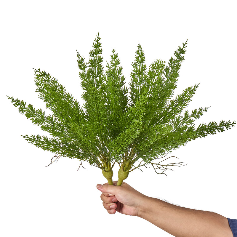 20" Artificial Asparagus Fern Bush, Realistic Faux Green Plant for Home, Office, Wedding Decor, Indoor Outdoor Use