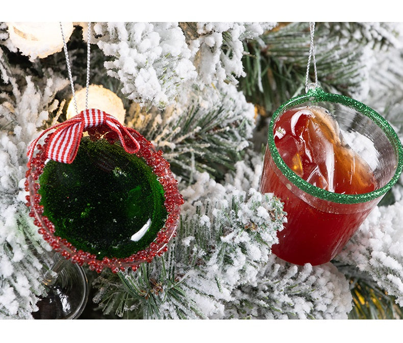 10 Pcs Christmas Ornaments Wine Glass Hanging Decorations for Xmas Party Decor