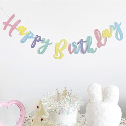 Macaron Connected Letter Birthday Banner - Party Backdrop Decoration