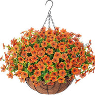 Premium Artificial Hanging Flower Basket UV-Resistant Silk Daisy Eucalyptus Outdoor Porch Patio Balcony Yard All-Weather 3D Pistil