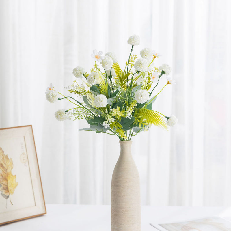 Artificial Dandelion Hydrangea Bush, 8 Blooms, 14" Tall, Plastic, Wedding Decor, Home Decor, Event Styling