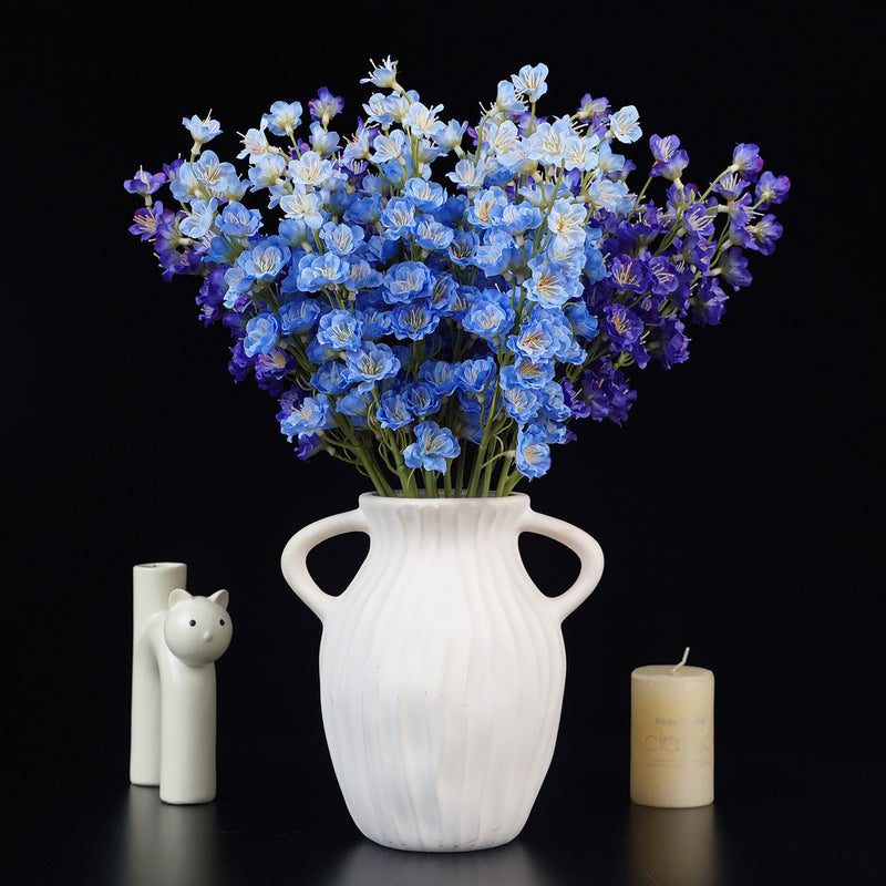 Artificial Delphinium Single Stem, 16 Blooms on Silk-Like Fabric, 16" Tall, for Wedding Centerpieces, Home Decor & Floral Arrangements