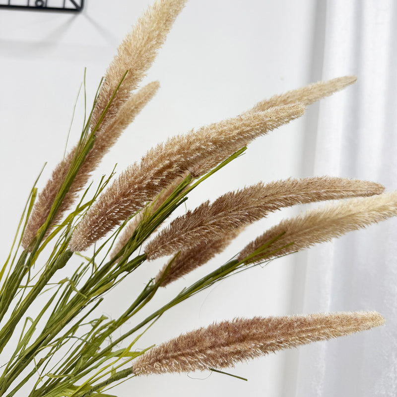 Artificial Reed and Foxtail Grass Bush, 3 Blooms, 35 Inches Tall, Perfect for Wedding, Home, and Commercial Decor