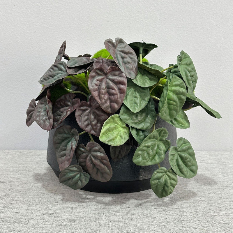 Artificial Wrinkled Peperomia Leaf Bush, Plastic Faux Greenery Stem for Home Decor, Weddings & Window Displays