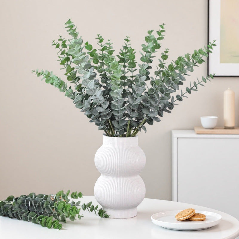 Single Stem Eucalyptus Artificial Branch, 35" Long, Silk-Like Fabric, Indoor Use for Weddings, Home Decor, Events