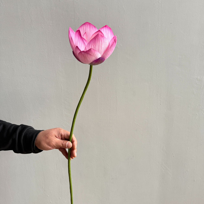Artificial Lotus Single Stem, 31" Tall, Silk-Like Fabric, for Home Decor & Events
