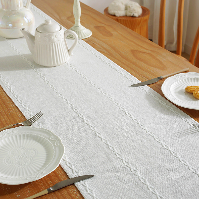 Bulk 2 Pcs Cotton Linen Table Flag with Hand-Tassels Home Long Table Runner for Weddings Party Home Decor Wholesale