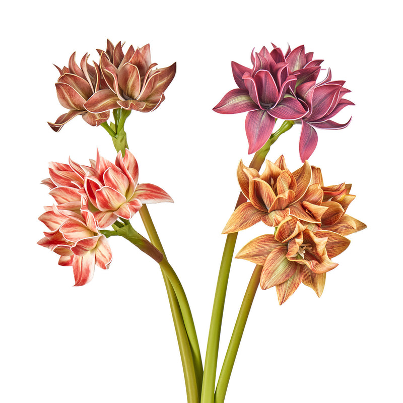 Artificial Clivia Bush with 3 Blooms, 22" Tall, Plastic Material, for Weddings, Home Decor, and Events
