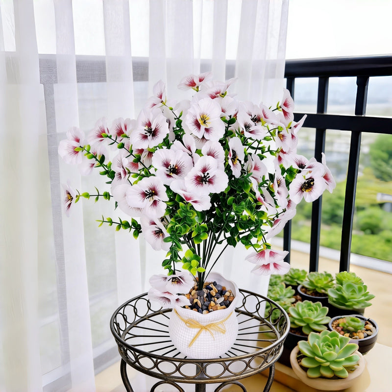 Artificial Eucalyptus Single Stem with 3 Blooms, Silk-Like Fabric, 14 Inches, for Weddings, Events, and Home Decor
