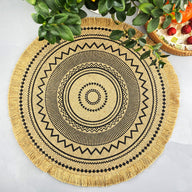 Bulk 2pcs 15 Inch Boho Round Braided Placemats with Tassel Vintage Vase Mat for Home Party Birthday Wholesale