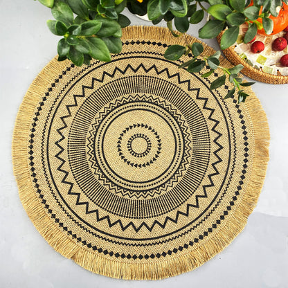 Bulk 2pcs 15 Inch Boho Round Braided Placemats with Tassel Vintage Vase Mat for Home Party Birthday Wholesale