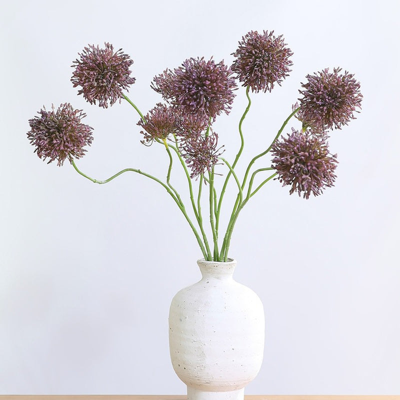 30" Artificial Allium Bush with 2 Blooms, Realistic Plastic Floral Arrangement for Weddings, Home Decor, and Commercial Displays