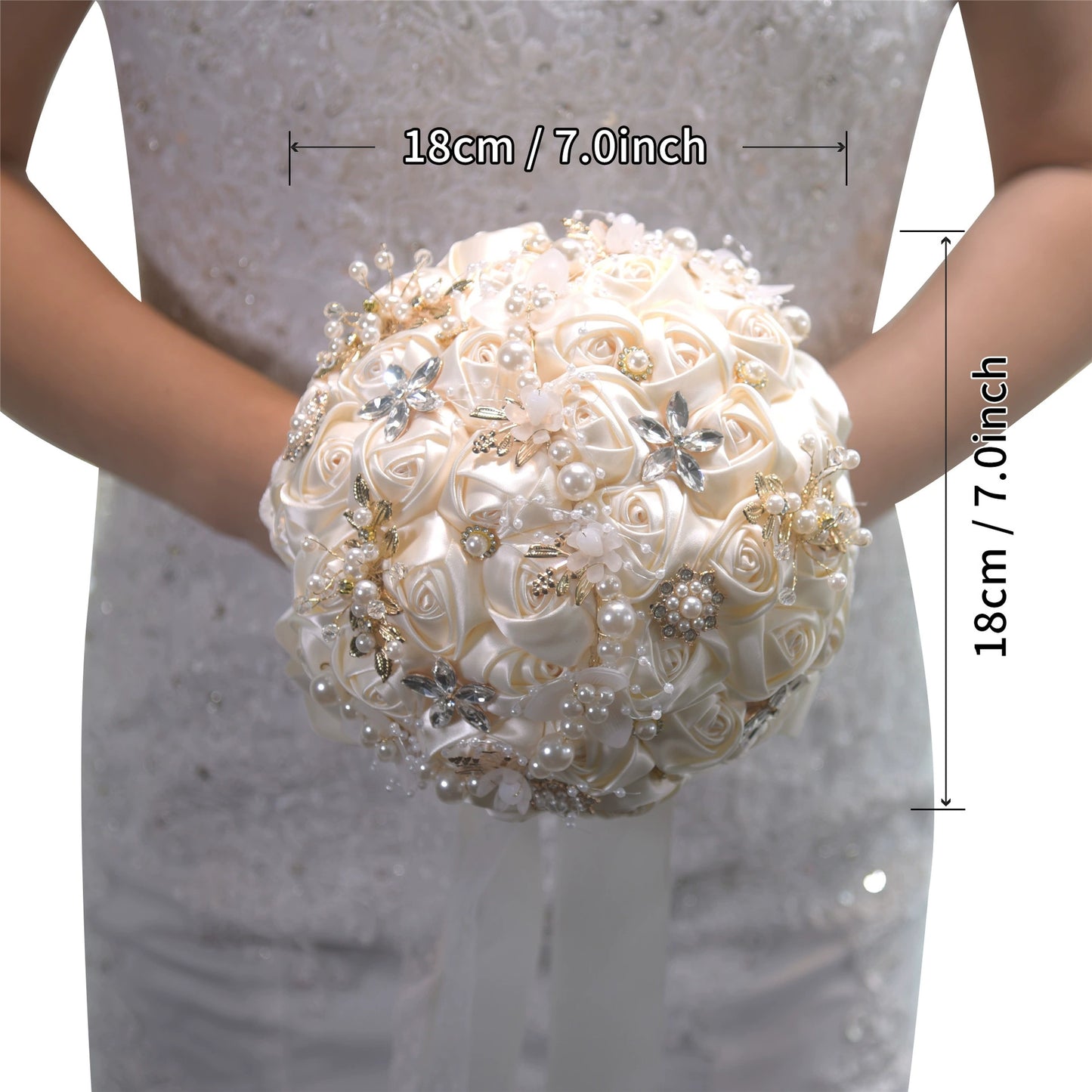 Bulk Crystal Bridal Bouquet artificial Roses Toss Bouquet Shockproof Frame Non Tarnish Rhinestones for Wedding Accessories Wholesale