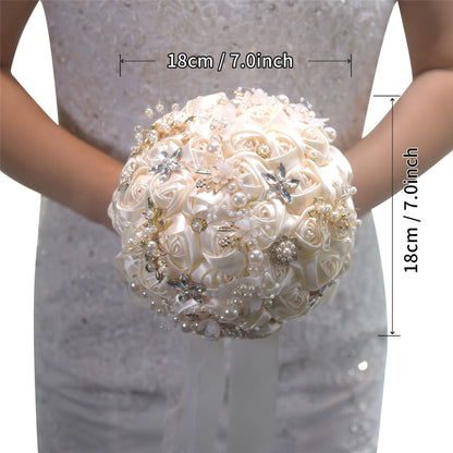 Bulk Crystal Bridal Bouquet artificial Roses Toss Bouquet Shockproof Frame Non Tarnish Rhinestones for Wedding Accessories Wholesale