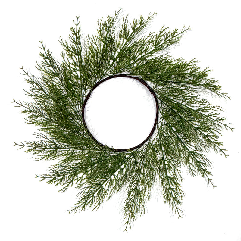 Artificial Christmas Pine Wreath Table Mats, Set of 2 Plastic Evergreen Cypress Centerpiece Rings, Holiday, Home & Wedding Decor