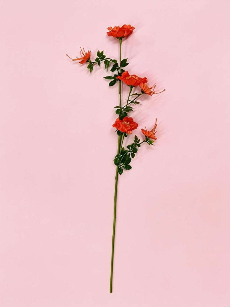 Artificial Cosmos Flower Bush with 6 Blooms, 27.5" Silk-Like Faux Floral, Wedding & Home Decor