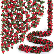 Bulk 8 Pcs Flower Garland 2025 Silk Rose Vine Greenilk Leaves Wedding Arch Boho Wall Decor Reusable Hypoallergenic Party Wholesale