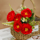 5-Stem Happy Rose Artificial Flowers 12" - Home Wedding Decor Table Centerpiece