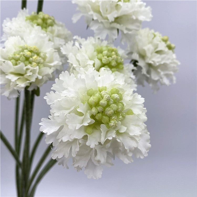 Artificial White Scabiosa Flowers 24 Inch Stems 10 Pcs Bulk Silk Floral Stems