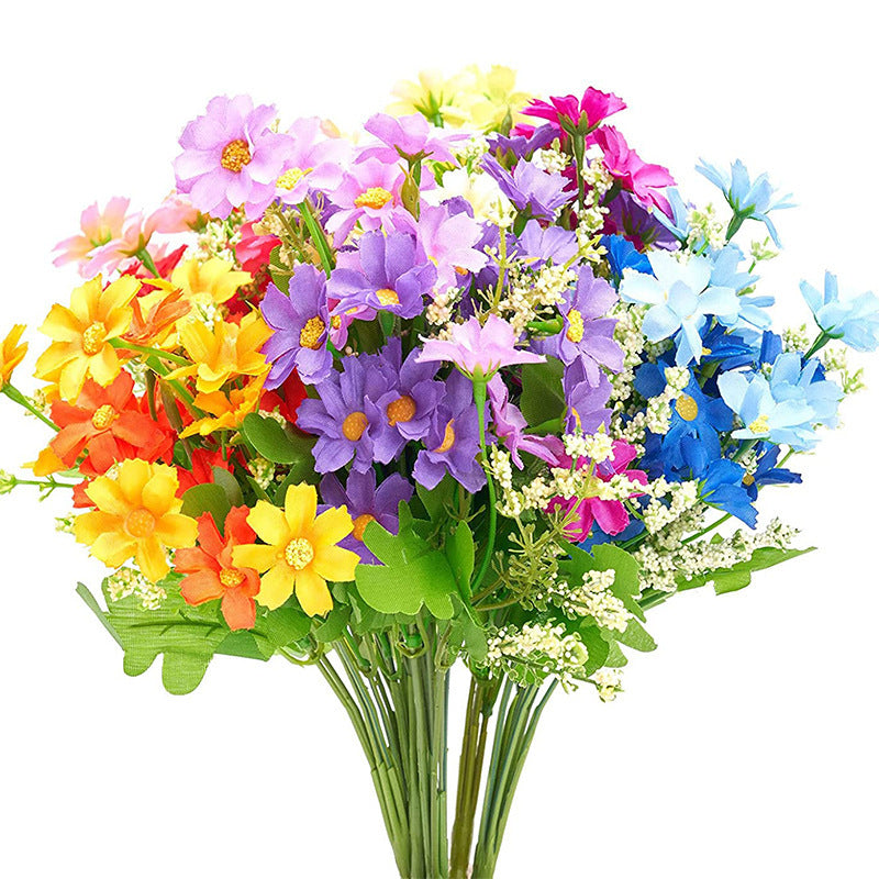 Premium 6 pcs UV Resistant Artificial Daisy Flowers Silk Farmhouse Decor Indoor Outdoor Garden Wall Hanging Arrangements