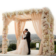 White Sheer Wedding Backdrop Fabric - Outdoor Wedding Arch Decor for Party & Ceremony