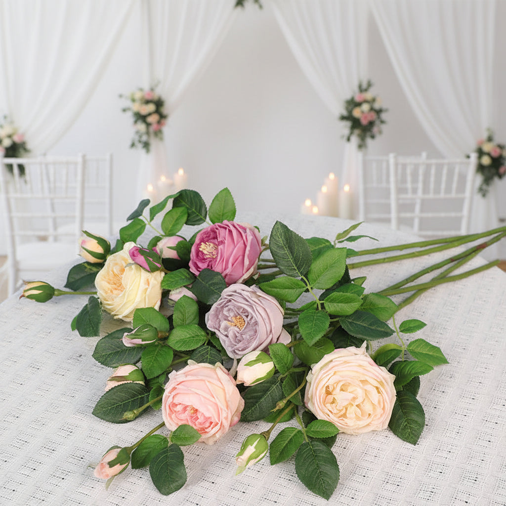 27.6" Ins-Style Faux Pink Rose Stem – Artificial Flower for Home Decor (Living Room/Dining Table) | Wedding & Photoshoot Prop