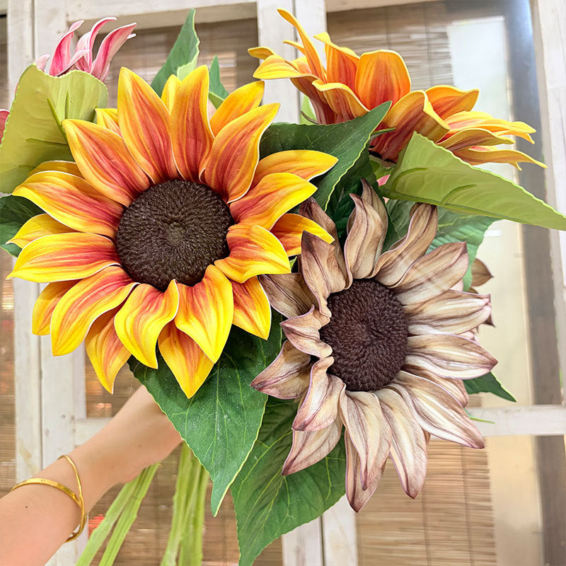 Single Stem Artificial Sunflower, 27" Tall, Silk-Like Fabric, Perfect for Home Decor, Events, and DIY Arrangements