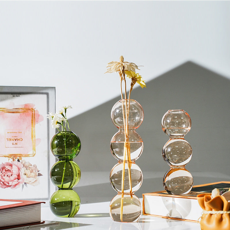 Bulk 2 Pack Hydroponic Flower Vase Transparent Balls Shape Glass Vase for Weddings Party Events Home Decor Wholesale