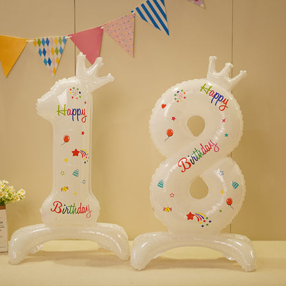 Bulk 10 pcs 42-inch White Crown Foil Number Balloons - for Birthday Party Decorations and Photo Props Wholesale