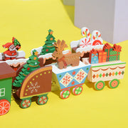 Mini Christmas Train Ornaments Set, 12 Pcs Bulk, Miniature Holiday Mantel Table Centerpieces, Kids Toys