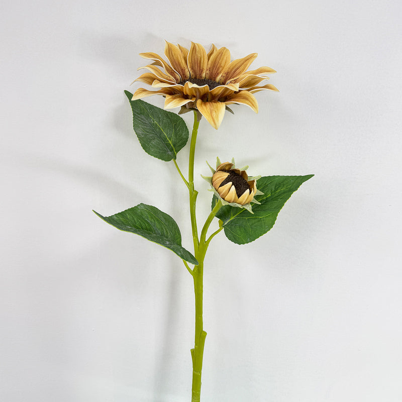 46" Artificial Sunflower Bush with 2 Blooms, Modern Farmhouse Decor for Weddings, Events, and Home Styling