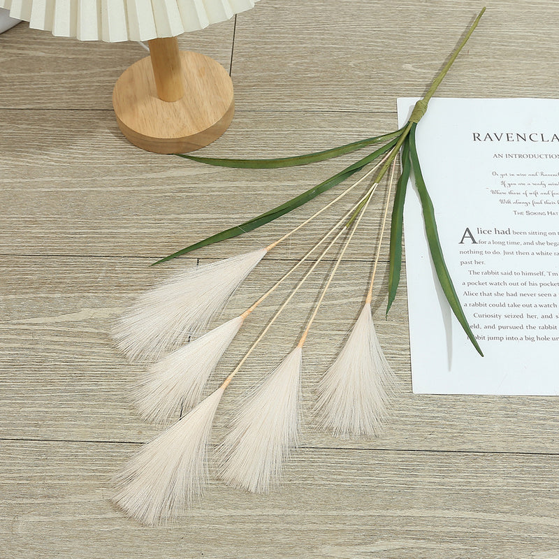 20" Artificial Pampas Grass Stem, Single Feather Reed Stem for Wedding Centerpieces & Home Decor, Realistic Faux Silk Pampas