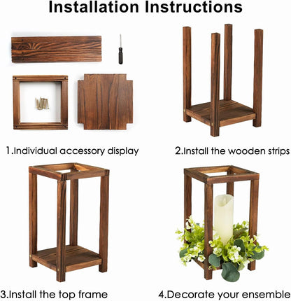 Bulk Artisanal Wood Candle Lanterns Rustic Wedding Centerpieces with Hand Distressed Finishing Multi-Height Adjustable Farmhouse Décor for Fireplace Mantels Barn Weddings Christmas Tablescapes Wholesale