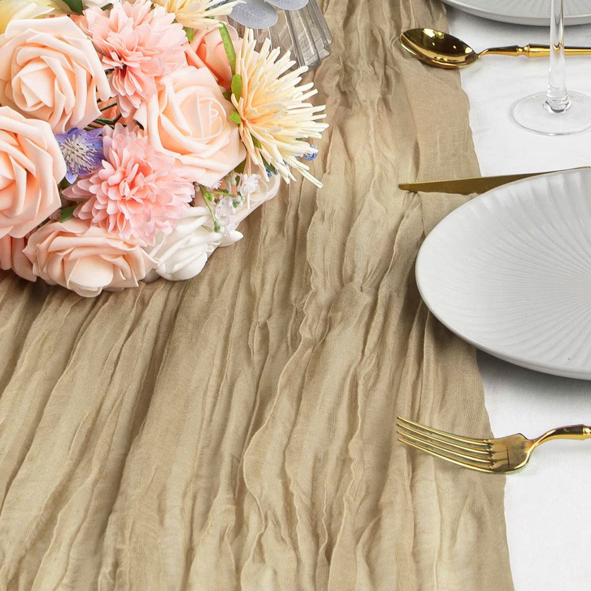 Bulk Cheesecloth Table Runner 2025 Boho 35" Breathable Organic Cotton Table Decor for Summer Wedding Bridal Shower Boho Party Wholesale